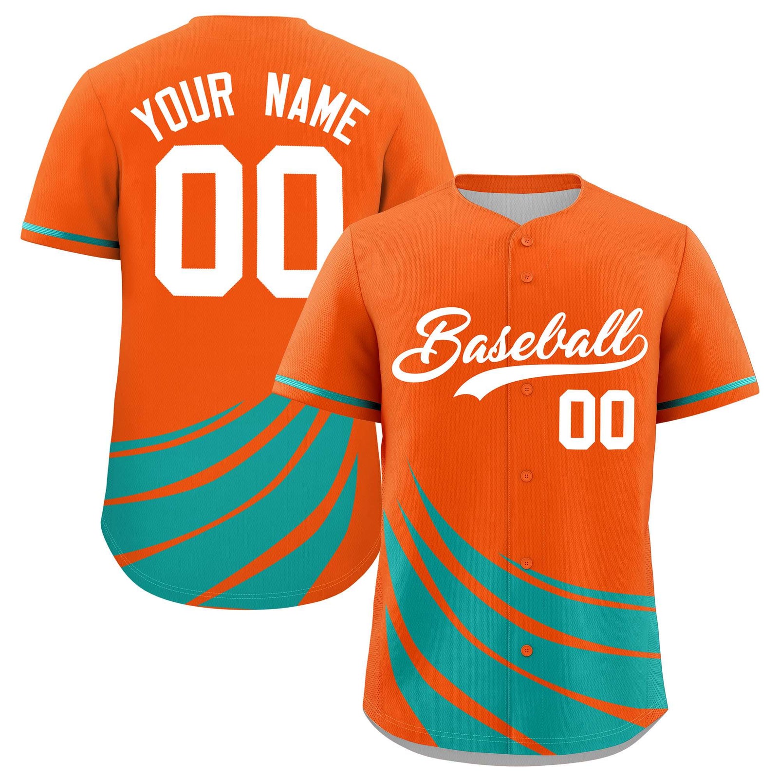 Custom Orange Aqua Wind Mark Graffiti Pattern Authentic Baseball Jersey