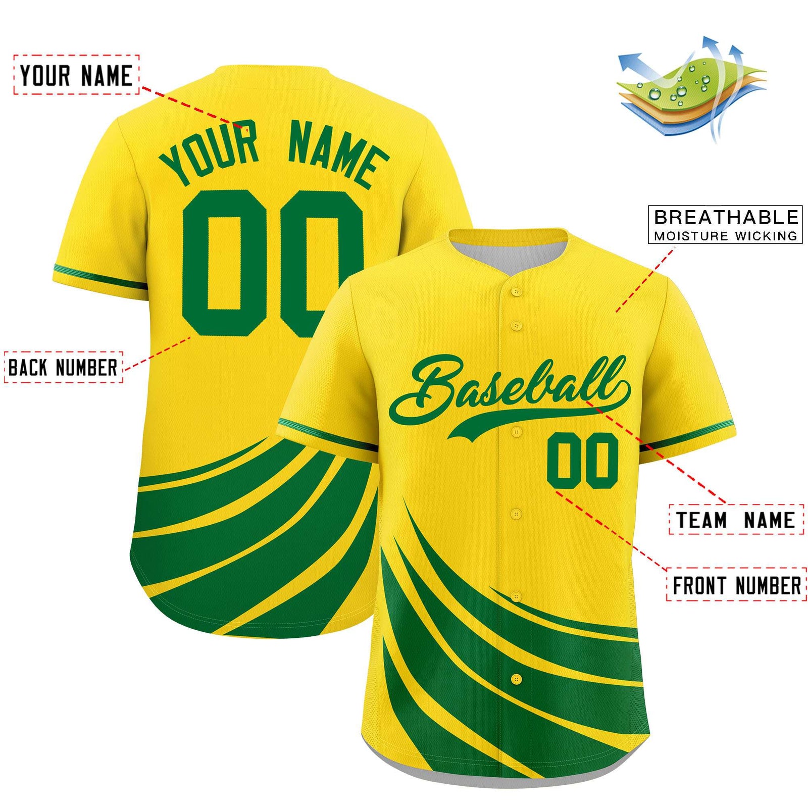 Custom Yellow Kelly Green Wind Mark Graffiti Pattern Authentic Baseball Jersey