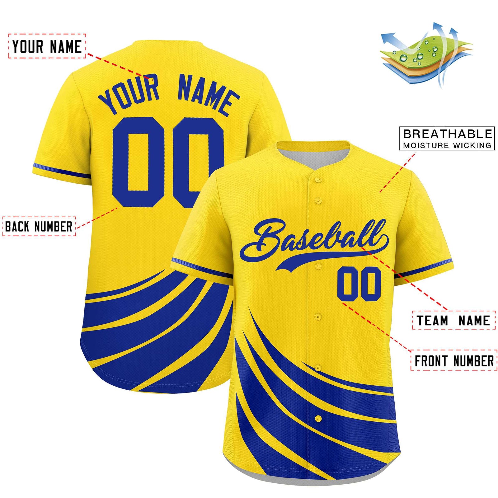 Custom Yellow Royal Wind Mark Graffiti Pattern Authentic Baseball Jersey