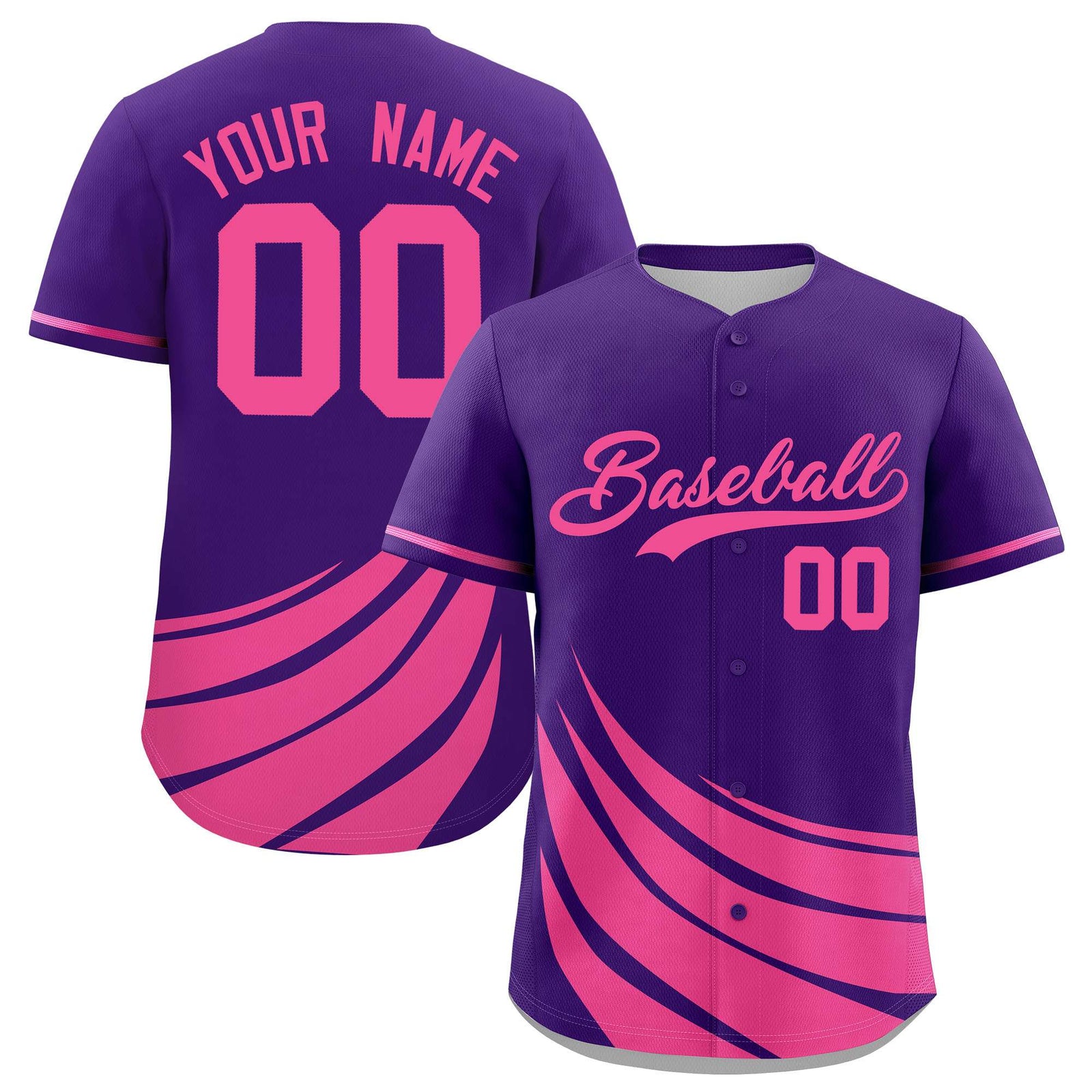 Custom Purple Pink Wind Mark Graffiti Pattern Authentic Baseball Jersey