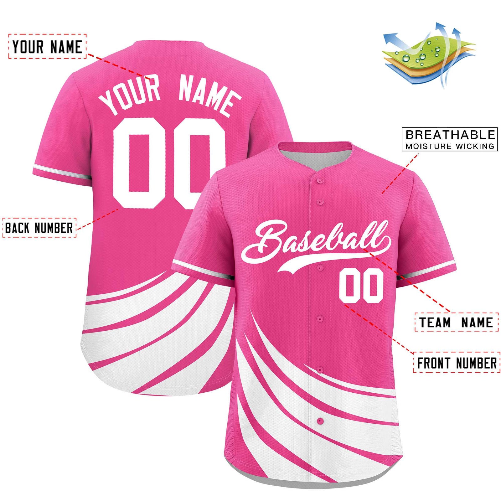 Custom Pink White Wind Mark Graffiti Pattern Authentic Baseball Jersey