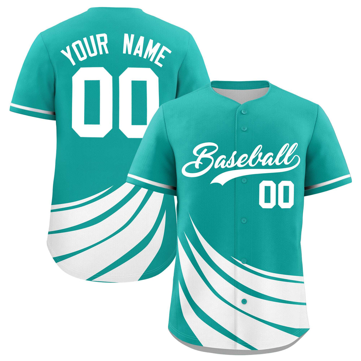 Custom Aqua White Wind Mark Graffiti Pattern Authentic Baseball Jersey