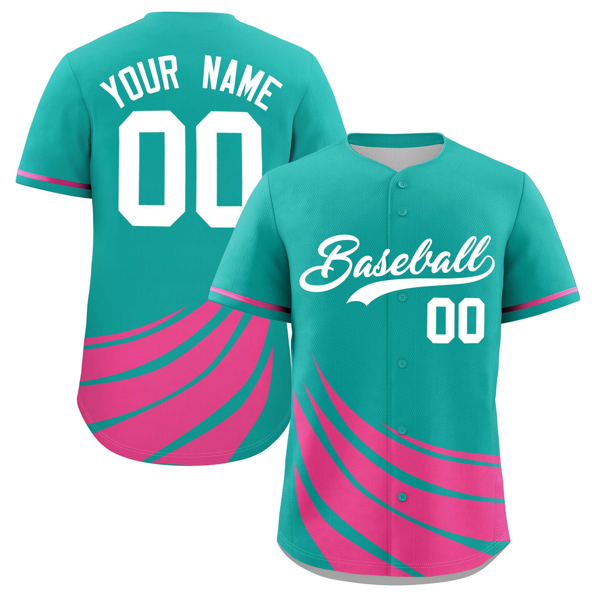 Custom Aqua Pink Wind Mark Graffiti Pattern Authentic Baseball Jersey