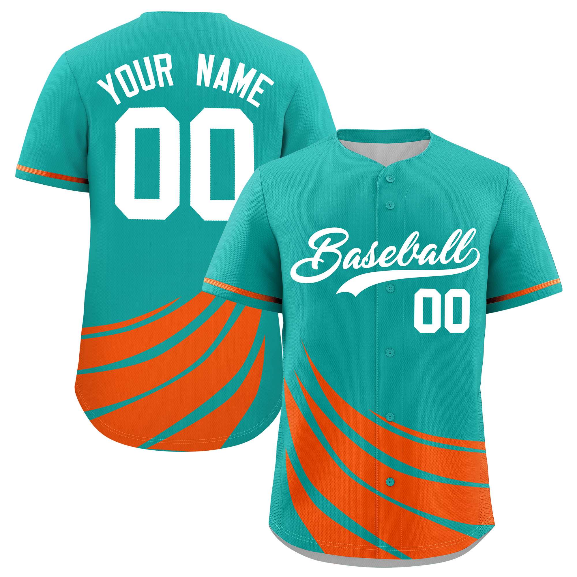 Custom Aqua Orange Wind Mark Graffiti Pattern Authentic Baseball Jersey