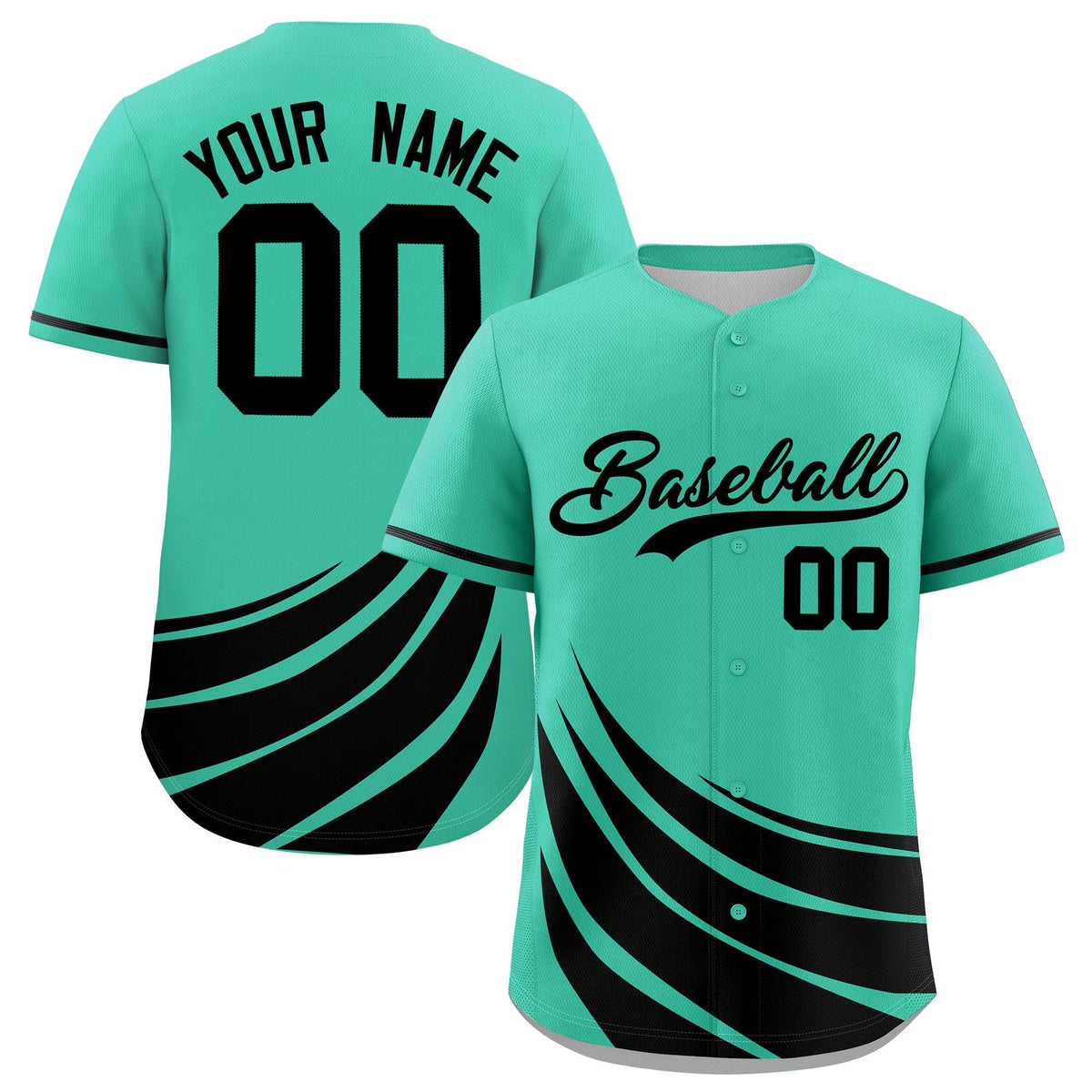 Custom Bright Green Black Wind Mark Graffiti Pattern Authentic Baseball Jersey