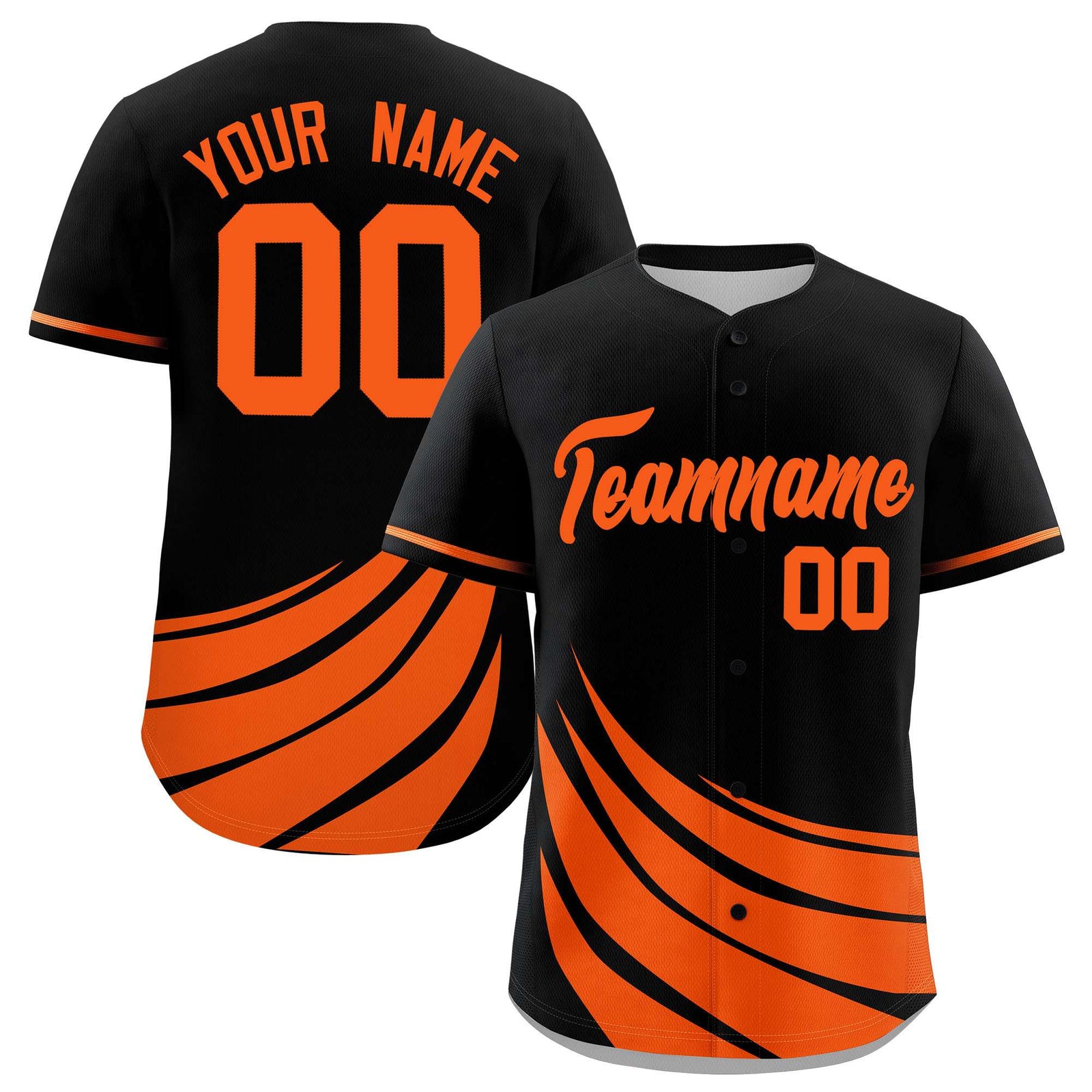 Custom Black Orange Wind Mark Graffiti Pattern Authentic Baseball Jersey