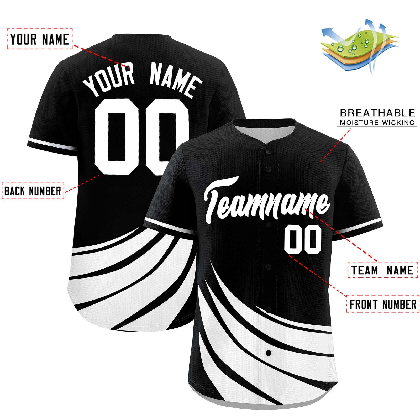 Custom Black White Wind Mark Graffiti Pattern Authentic Baseball Jersey