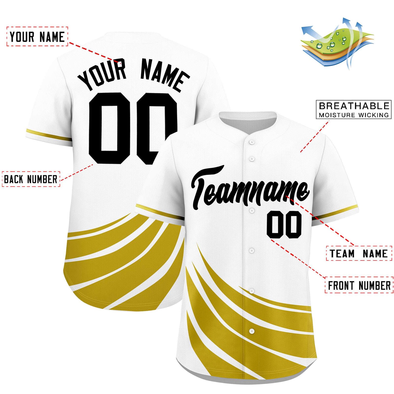 Custom White Old Gold Wind Mark Graffiti Pattern Authentic Baseball Jersey