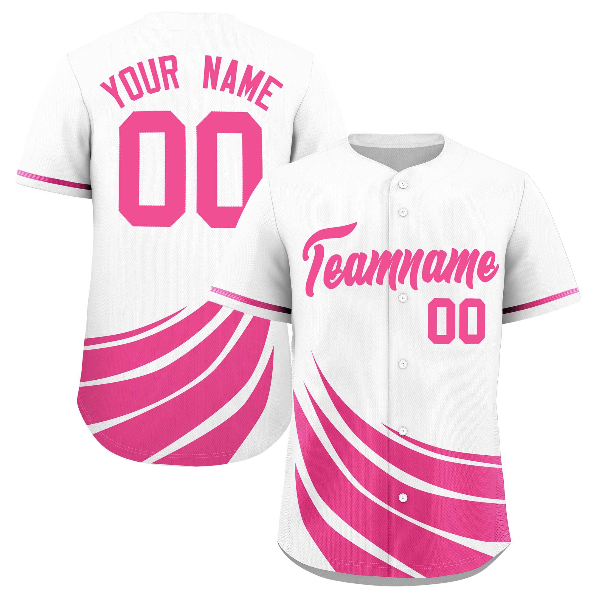 Custom White Pink Wind Mark Graffiti Pattern Authentic Baseball Jersey