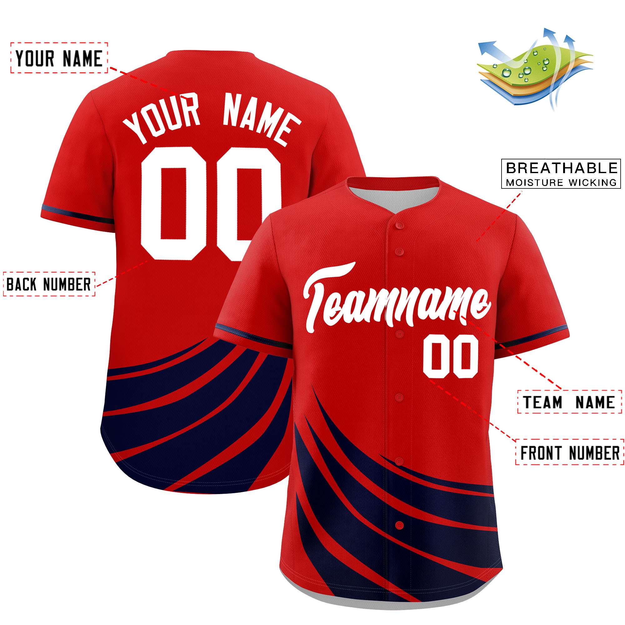Custom Red Navy Wind Mark Graffiti Pattern Authentic Baseball Jersey
