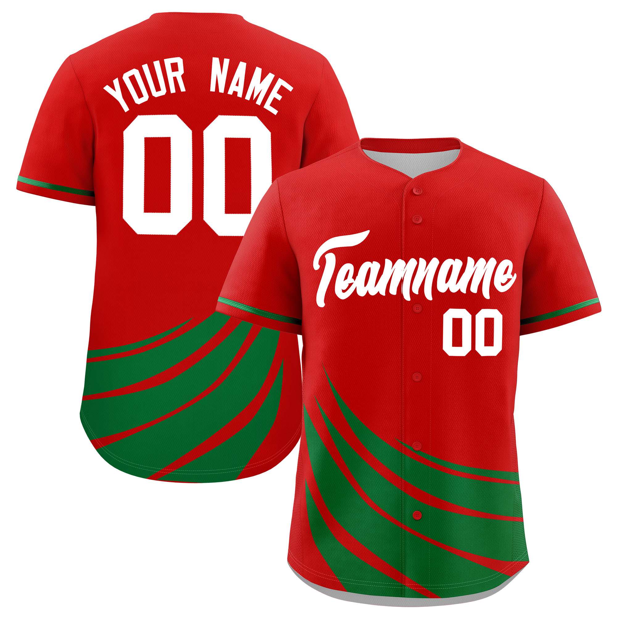 Custom Red Kelly Green Wind Mark Graffiti Pattern Authentic Baseball Jersey