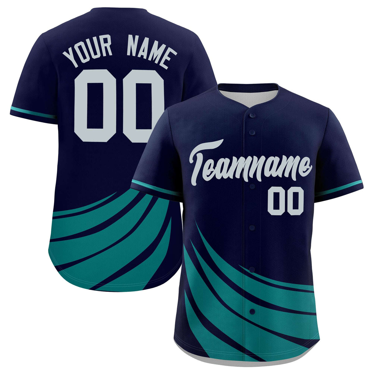 Custom Navy Aqua Wind Mark Graffiti Pattern Authentic Baseball Jersey