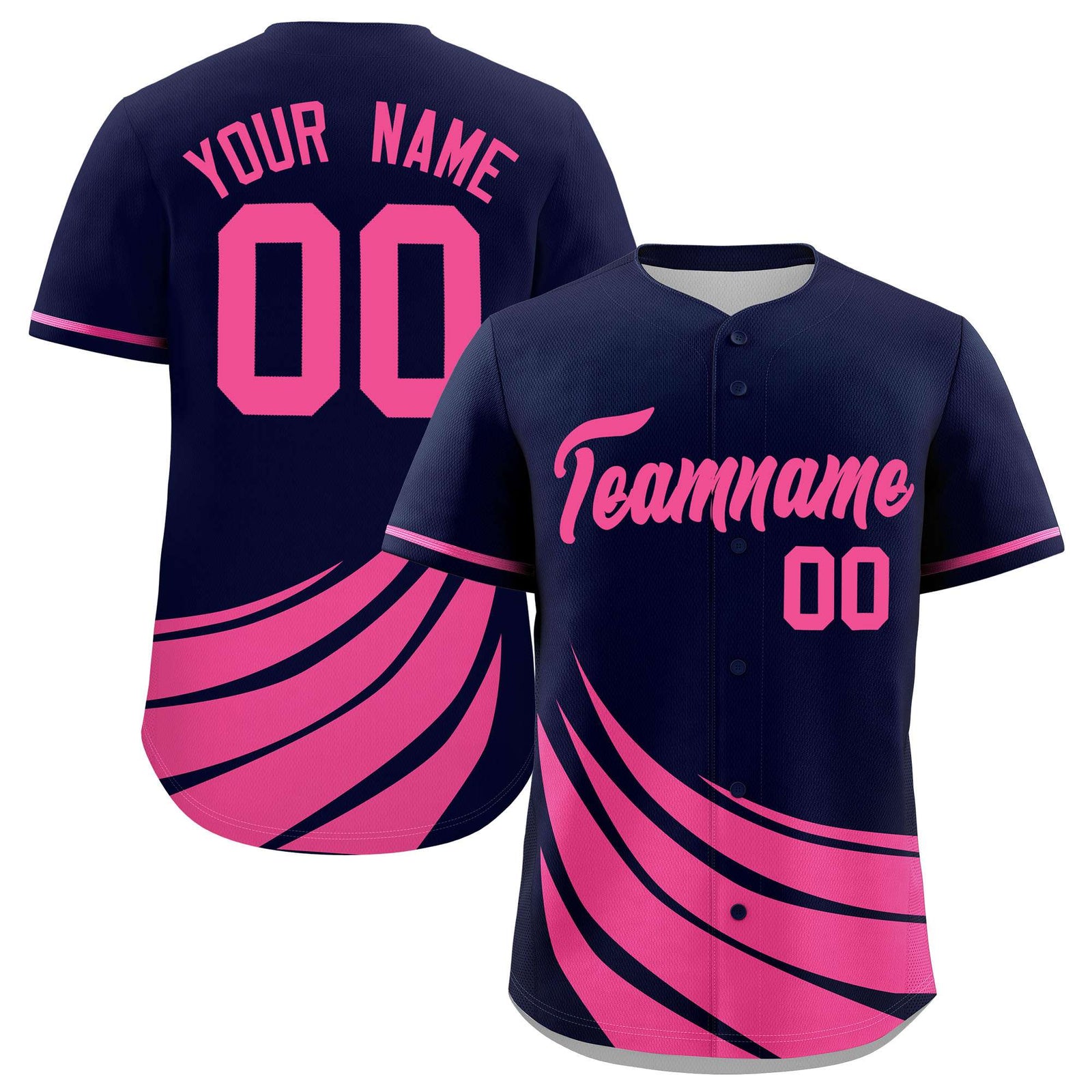 Custom Navy Pink Wind Mark Graffiti Pattern Authentic Baseball Jersey
