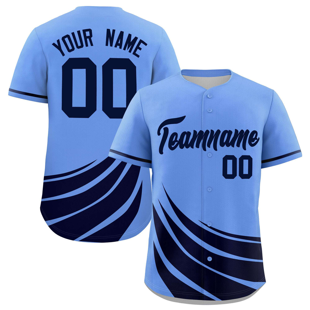 Custom Light Blue Navy Wind Mark Graffiti Pattern Authentic Baseball Jersey