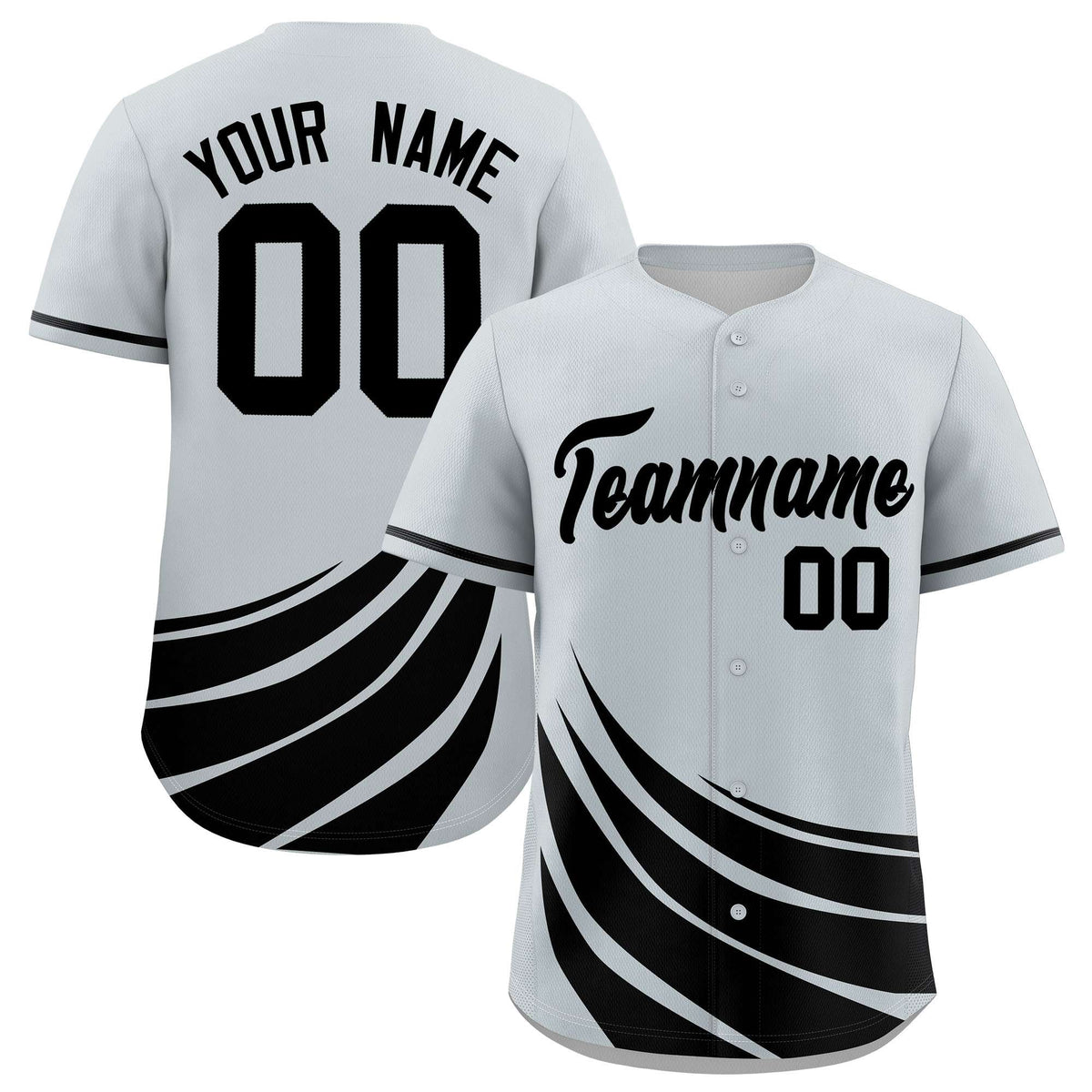 Custom Silver Black Wind Mark Graffiti Pattern Authentic Baseball Jersey