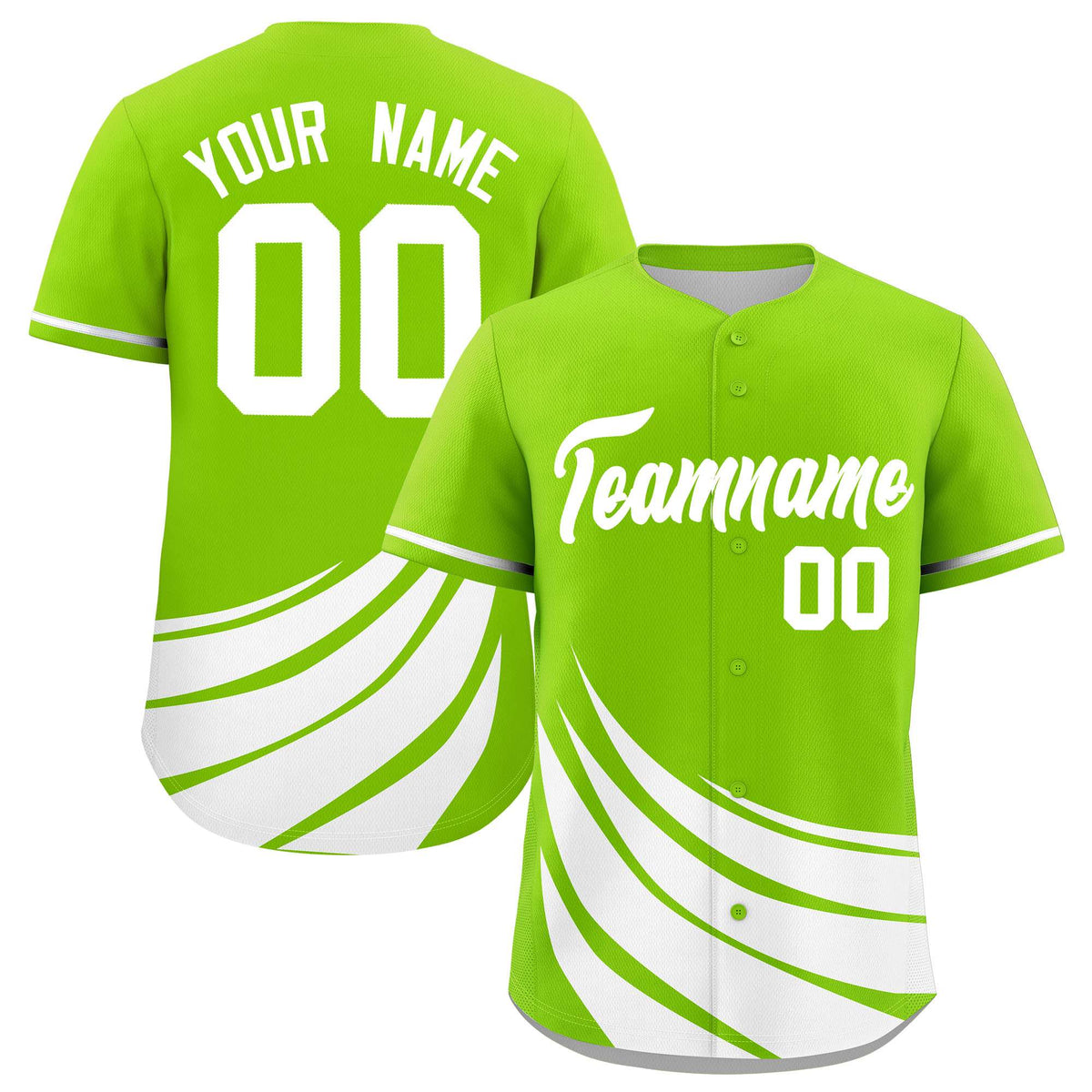 Custom Neon Green White Wind Mark Graffiti Pattern Authentic Baseball Jersey