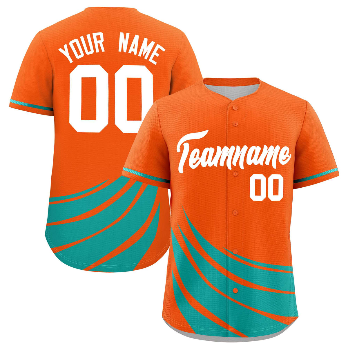 Custom Orange Aqua Wind Mark Graffiti Pattern Authentic Baseball Jersey