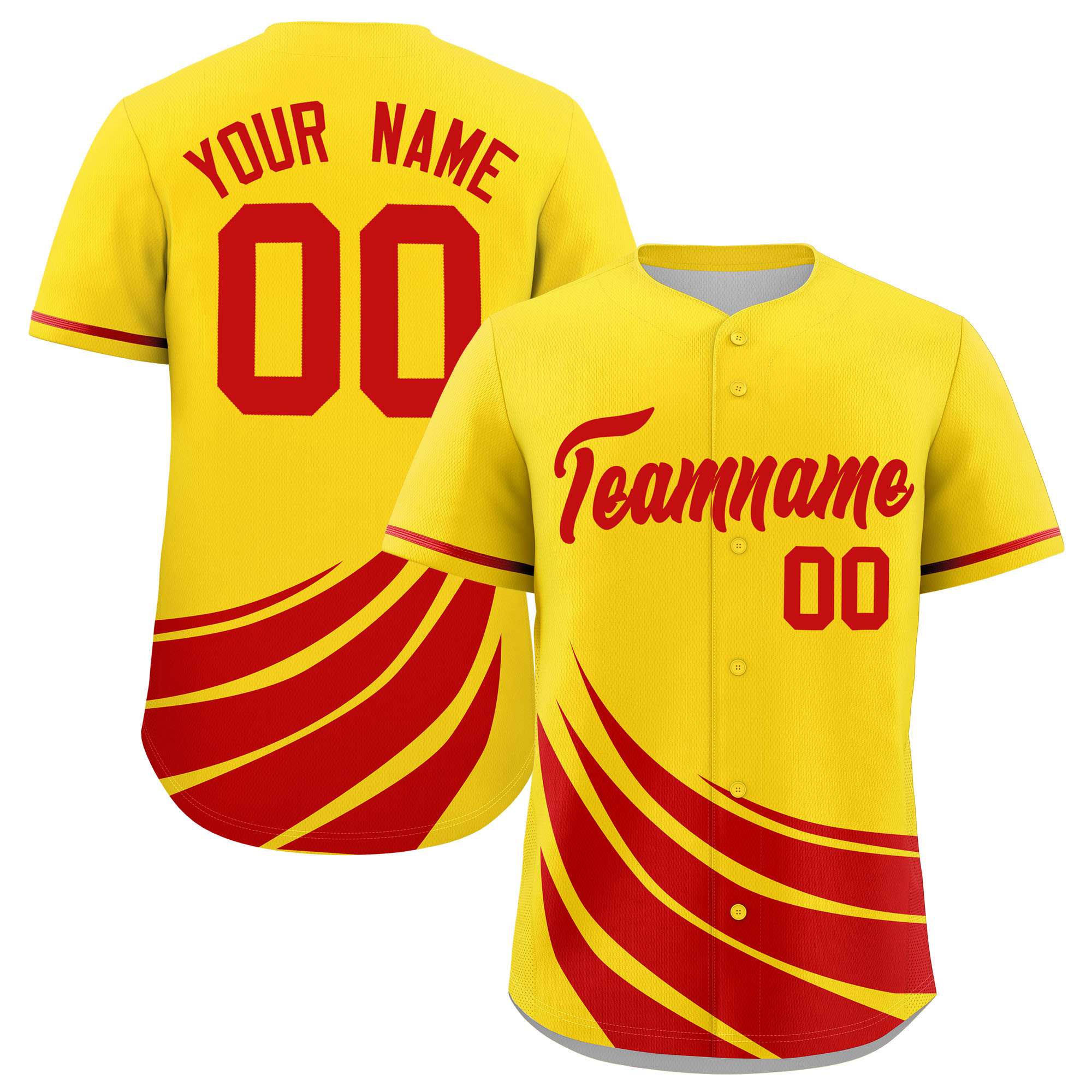 Custom Yellow Red Wind Mark Graffiti Pattern Authentic Baseball Jersey