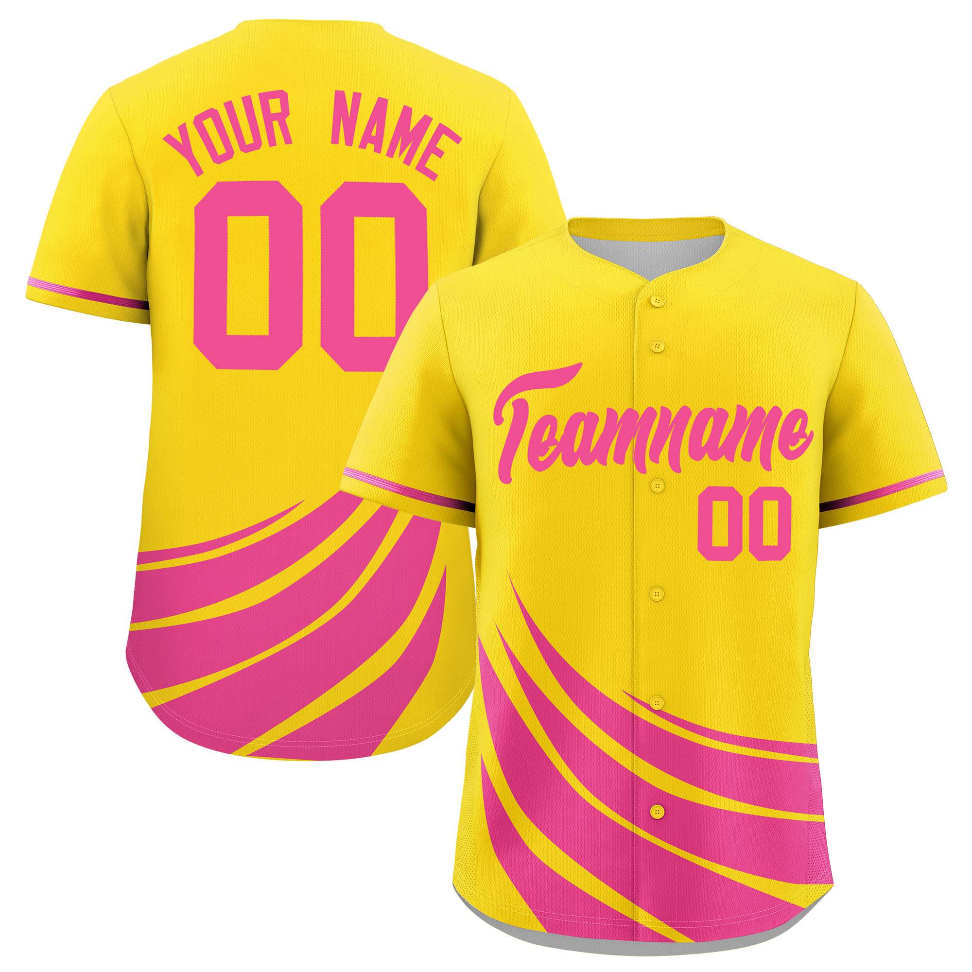 Custom Yellow Pink Wind Mark Graffiti Pattern Authentic Baseball Jersey