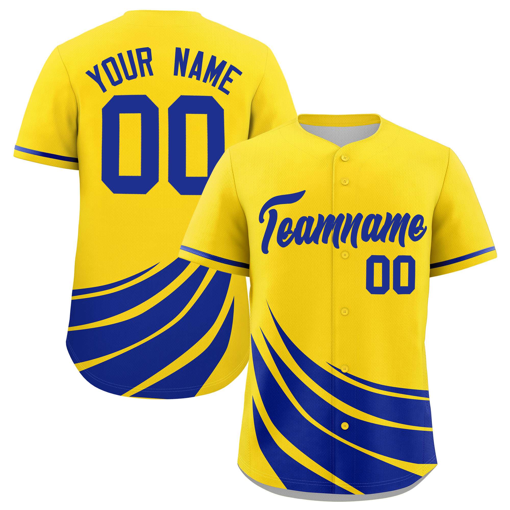 Custom Yellow Royal Wind Mark Graffiti Pattern Authentic Baseball Jersey