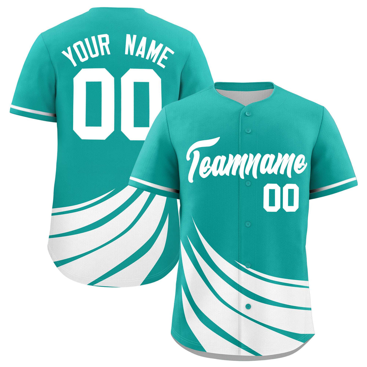 Custom Aqua White Wind Mark Graffiti Pattern Authentic Baseball Jersey