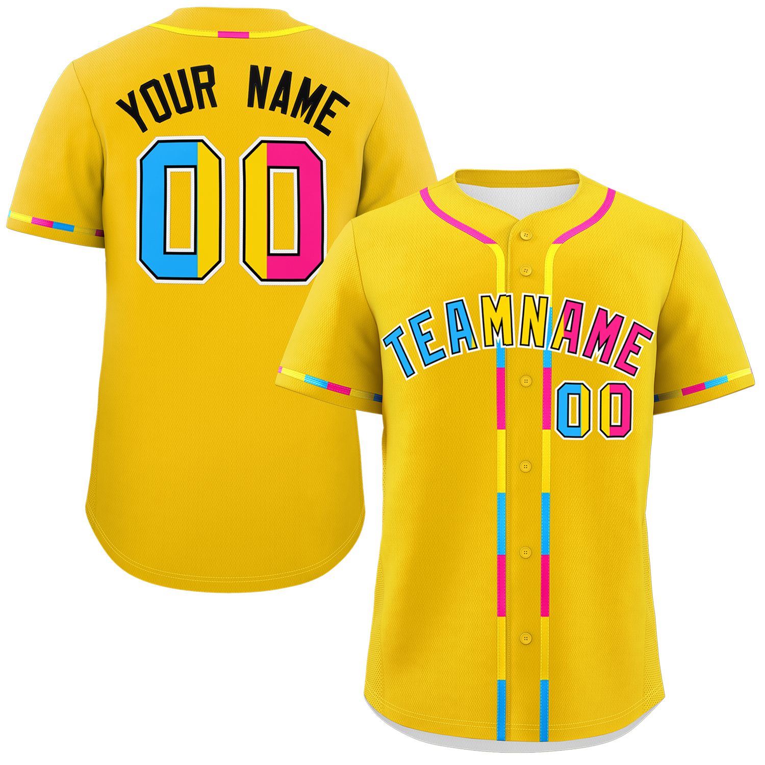 Custom Gold Pansexuality For Pride Month Classic Style Authentic Baseball Jersey