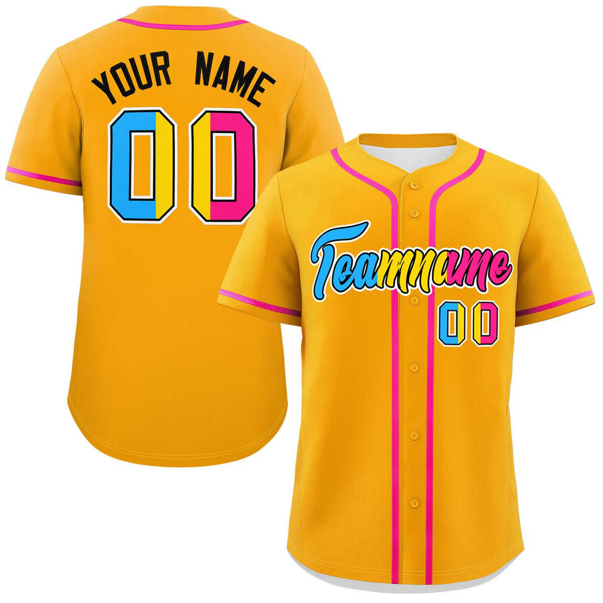 Custom Yellow Pansexuality For Pride Month Classic Style Authentic Baseball Jersey