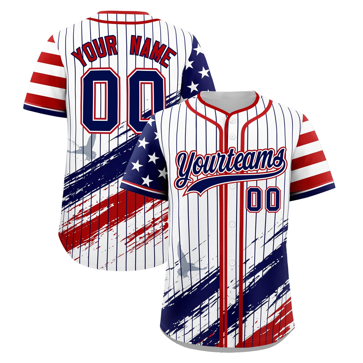 Custom White Graffiti Pattern Independence Day Baseball Jersey| KXKSHOP