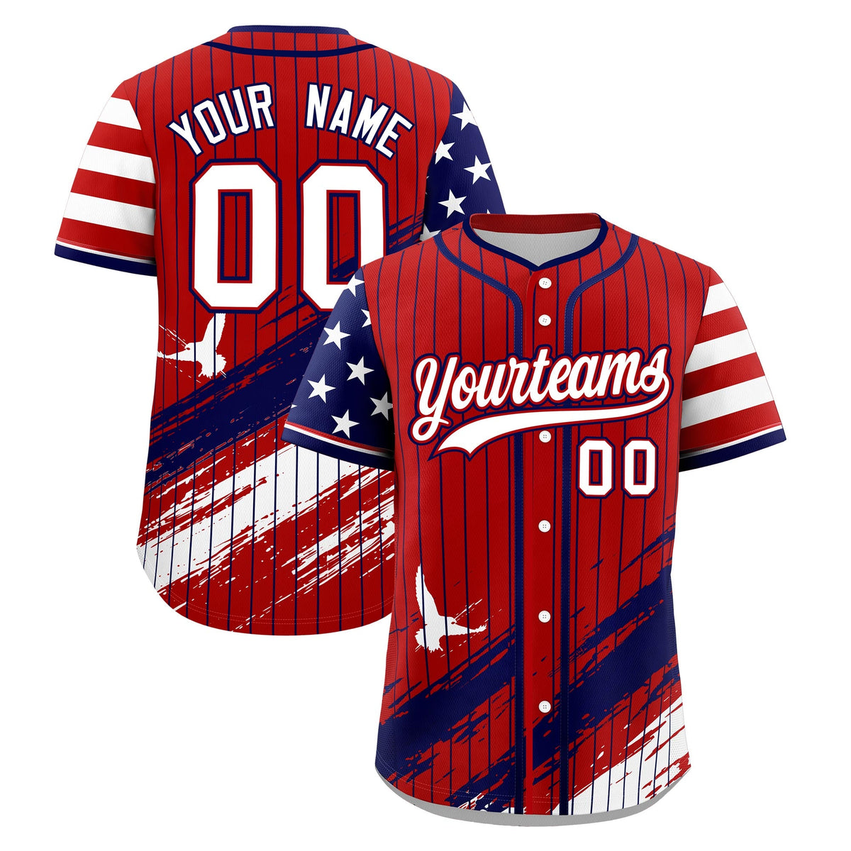 Custom Red Graffiti Pattern Independence Day Baseball Jersey| KXKSHOP