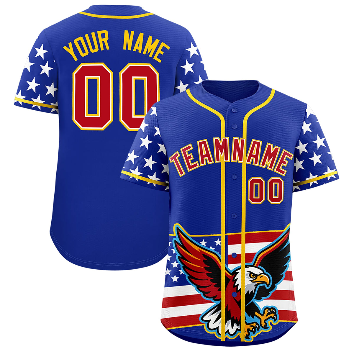 Custom Royal Blue White Red American Flag Graffiti Pattern Split Fashion Independence Day Quick Dry Baseball Jersey| KXKSHOP