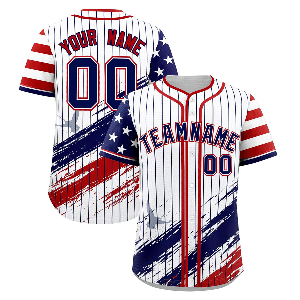 Custom White Graffiti Pattern Independence Day Baseball Jersey| KXKSHOP