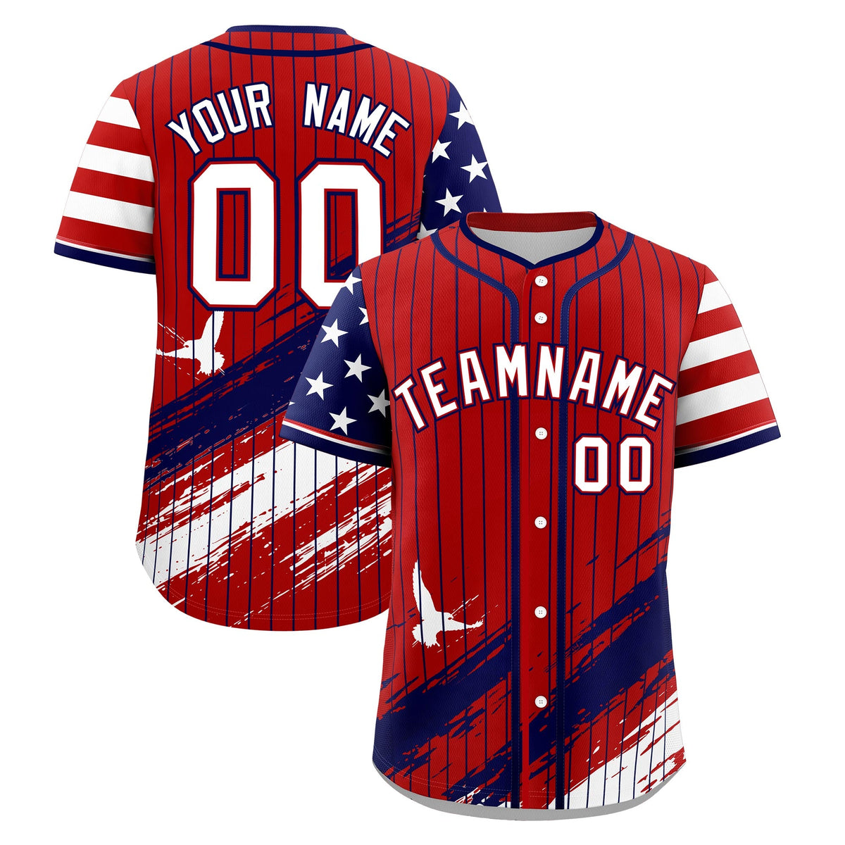 Custom Red Graffiti Pattern Independence Day Baseball Jersey| KXKSHOP