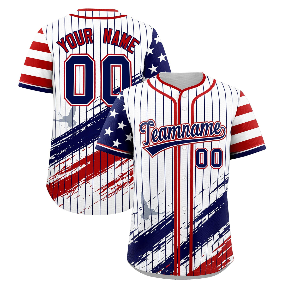 Custom White Graffiti Pattern Independence Day Baseball Jersey| KXKSHOP