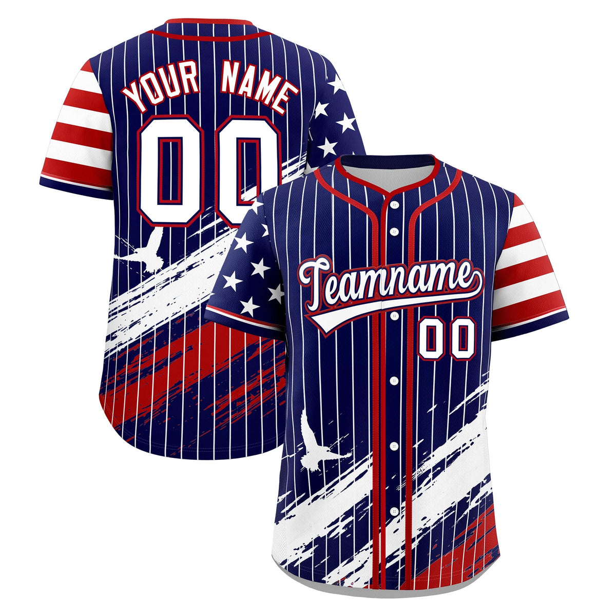 Custom Navy Graffiti Pattern Independence Day Baseball Jersey| KXKSHOP