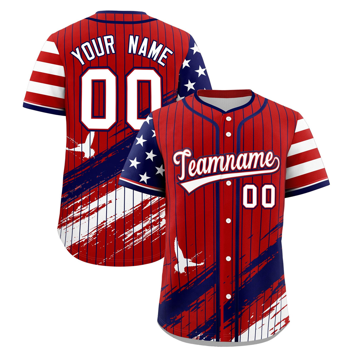 Custom Red Graffiti Pattern Independence Day Baseball Jersey| KXKSHOP