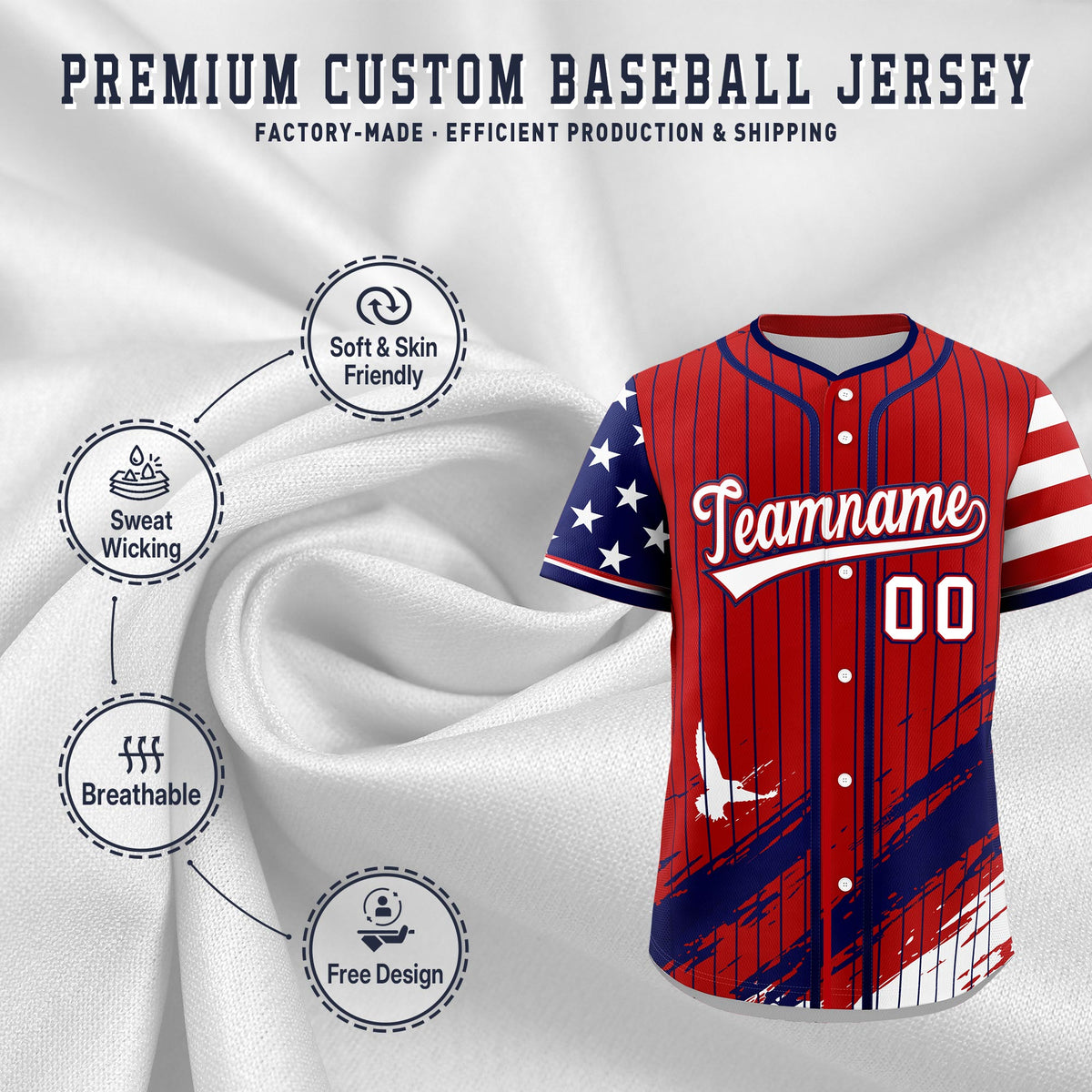 Custom Red Graffiti Pattern Independence Day Baseball Jersey| KXKSHOP