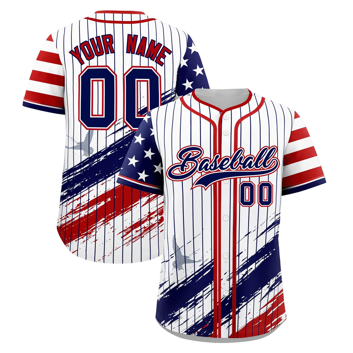 Custom White Graffiti Pattern Independence Day Baseball Jersey| KXKSHOP