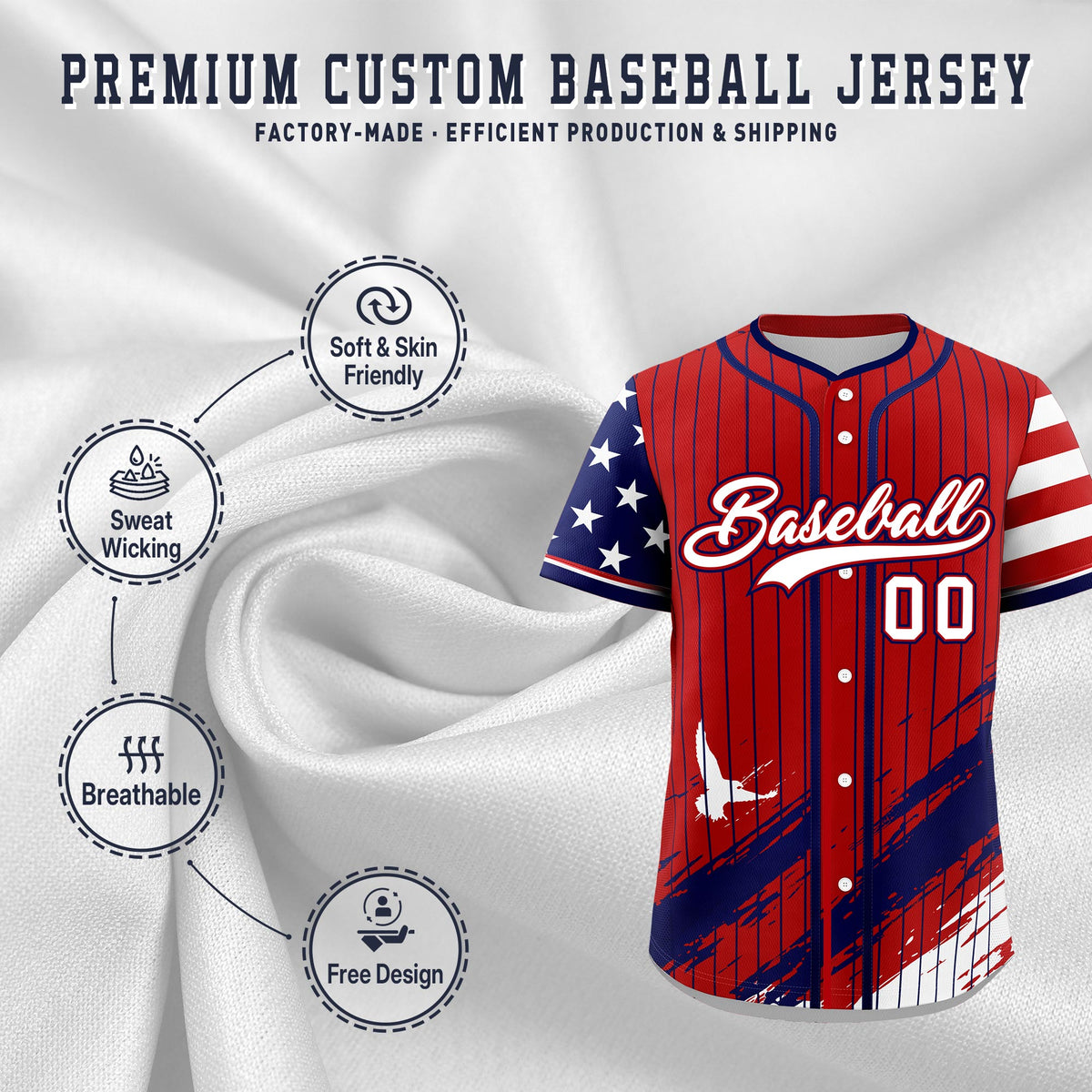 Custom Red Graffiti Pattern Independence Day Baseball Jersey| KXKSHOP