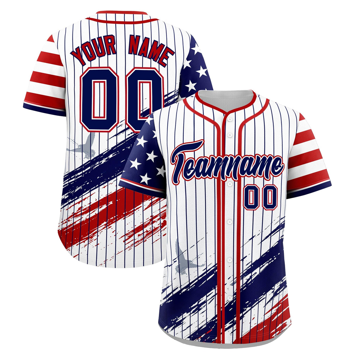 Custom White Graffiti Pattern Independence Day Baseball Jersey| KXKSHOP