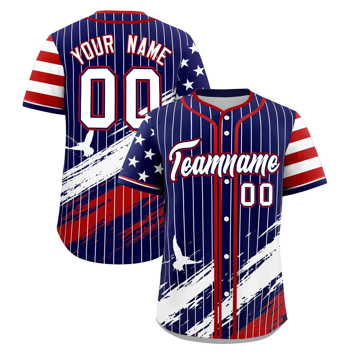 Custom Navy Graffiti Pattern Independence Day Baseball Jersey| KXKSHOP