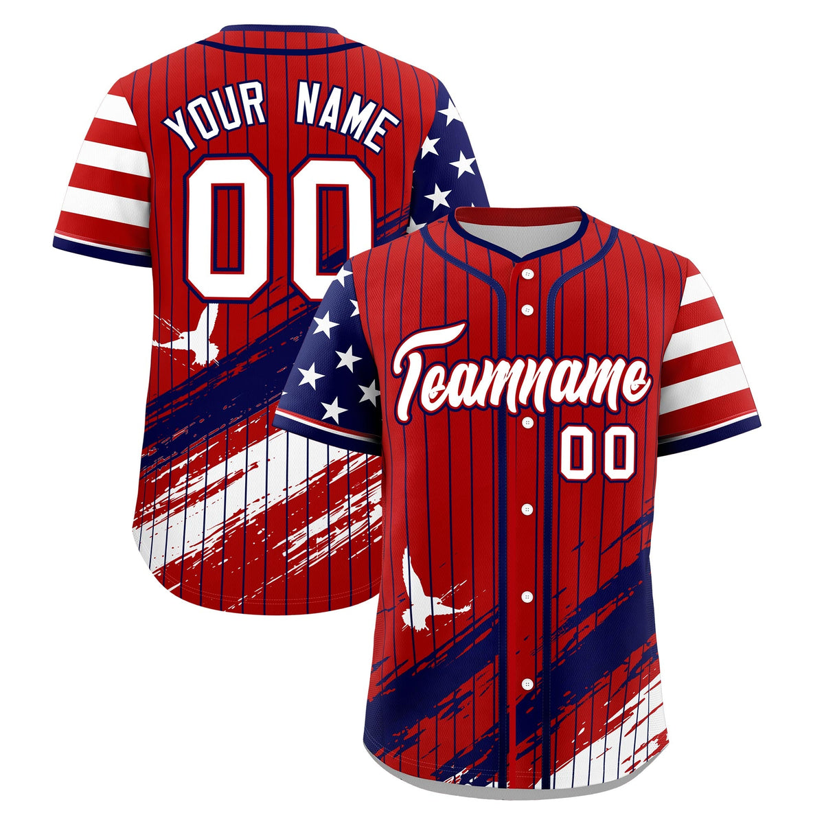 Custom Red Graffiti Pattern Independence Day Baseball Jersey| KXKSHOP