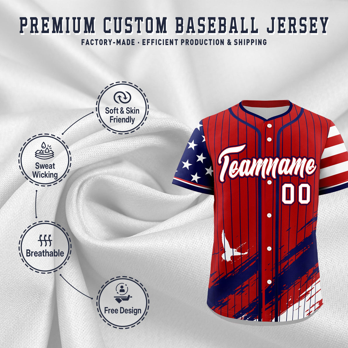 Custom Red Graffiti Pattern Independence Day Baseball Jersey| KXKSHOP