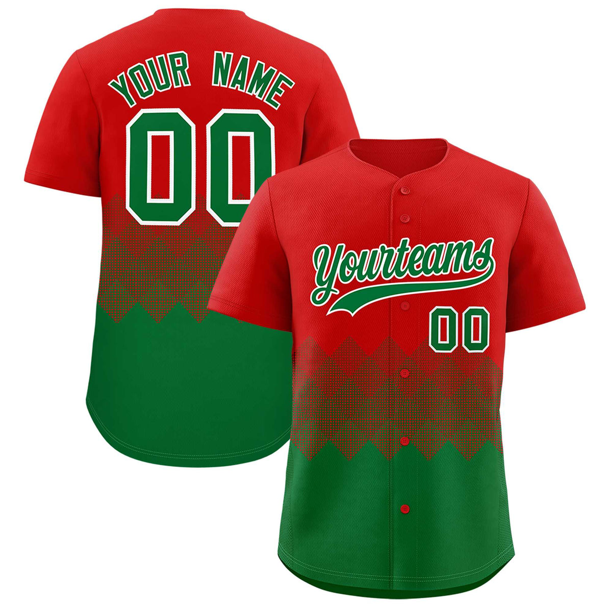 Custom Red Kelly Green Grid Blur Pattern Authentic Baseball Jersey