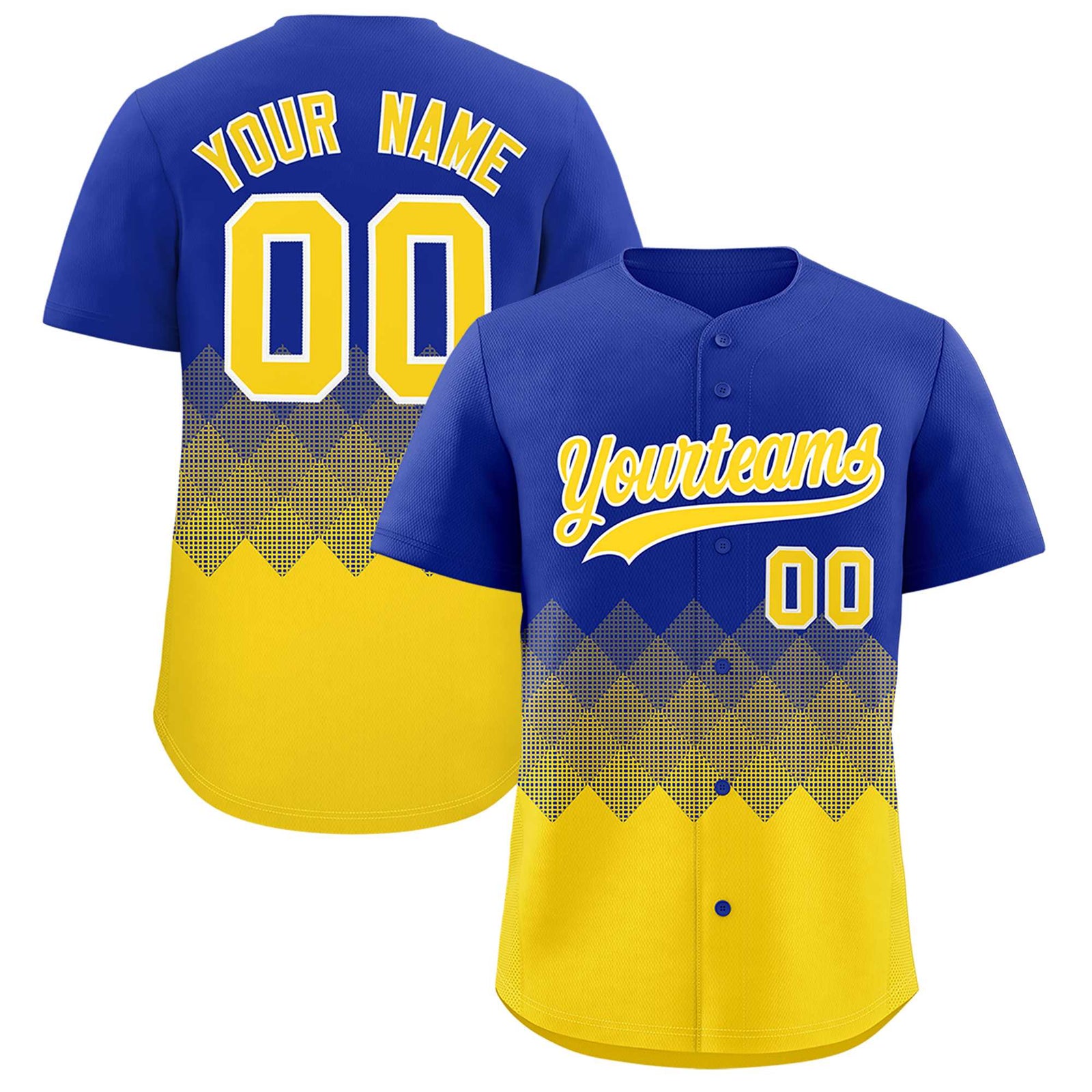 Custom Royal Gold Grid Blur Pattern Authentic Baseball Jersey