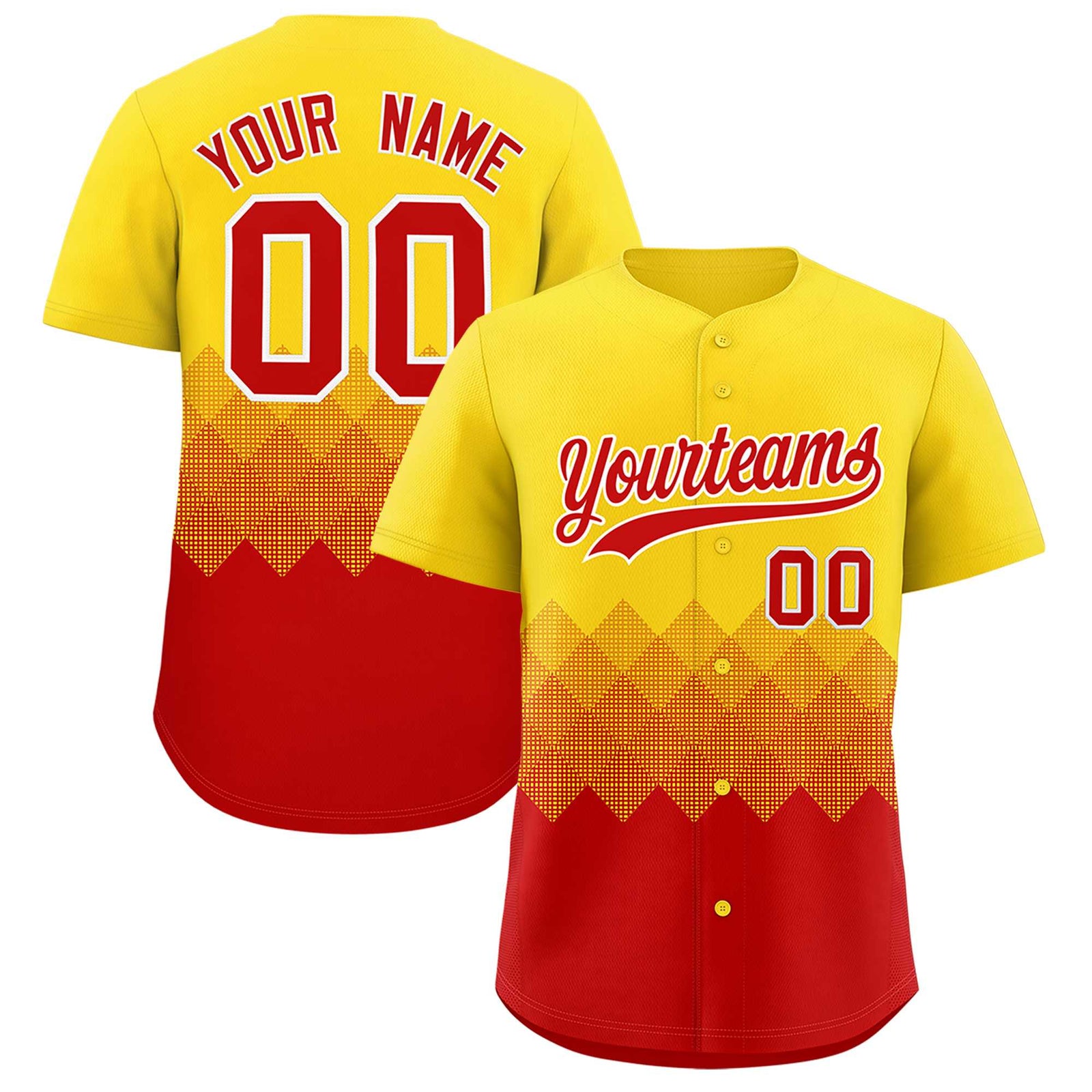 Custom Gold Red Grid Blur Pattern Authentic Baseball Jersey