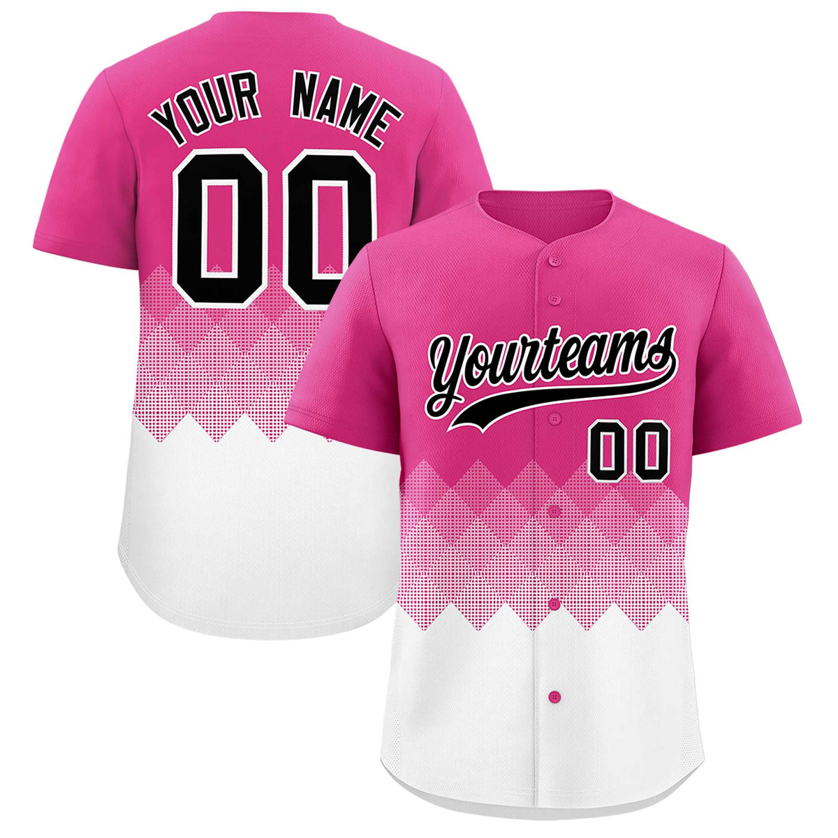 Custom Rose Red White Grid Blur Pattern Authentic Baseball Jersey