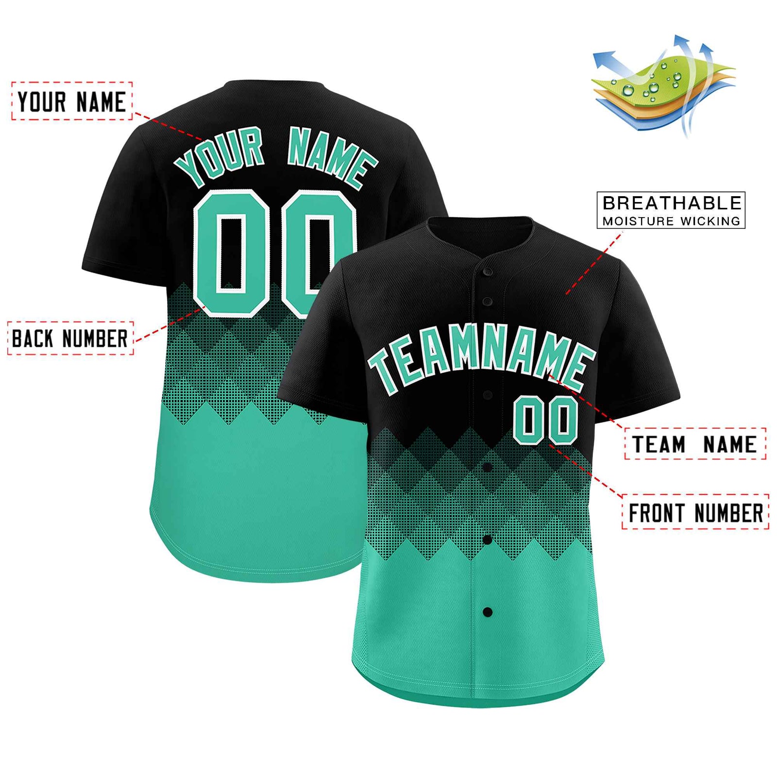 Custom Black Bright Green Grid Blur Pattern Authentic Baseball Jersey
