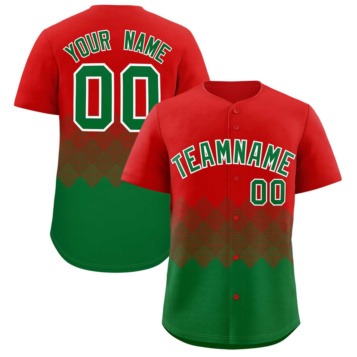 Custom Red Kelly Green Grid Blur Pattern Authentic Baseball Jersey