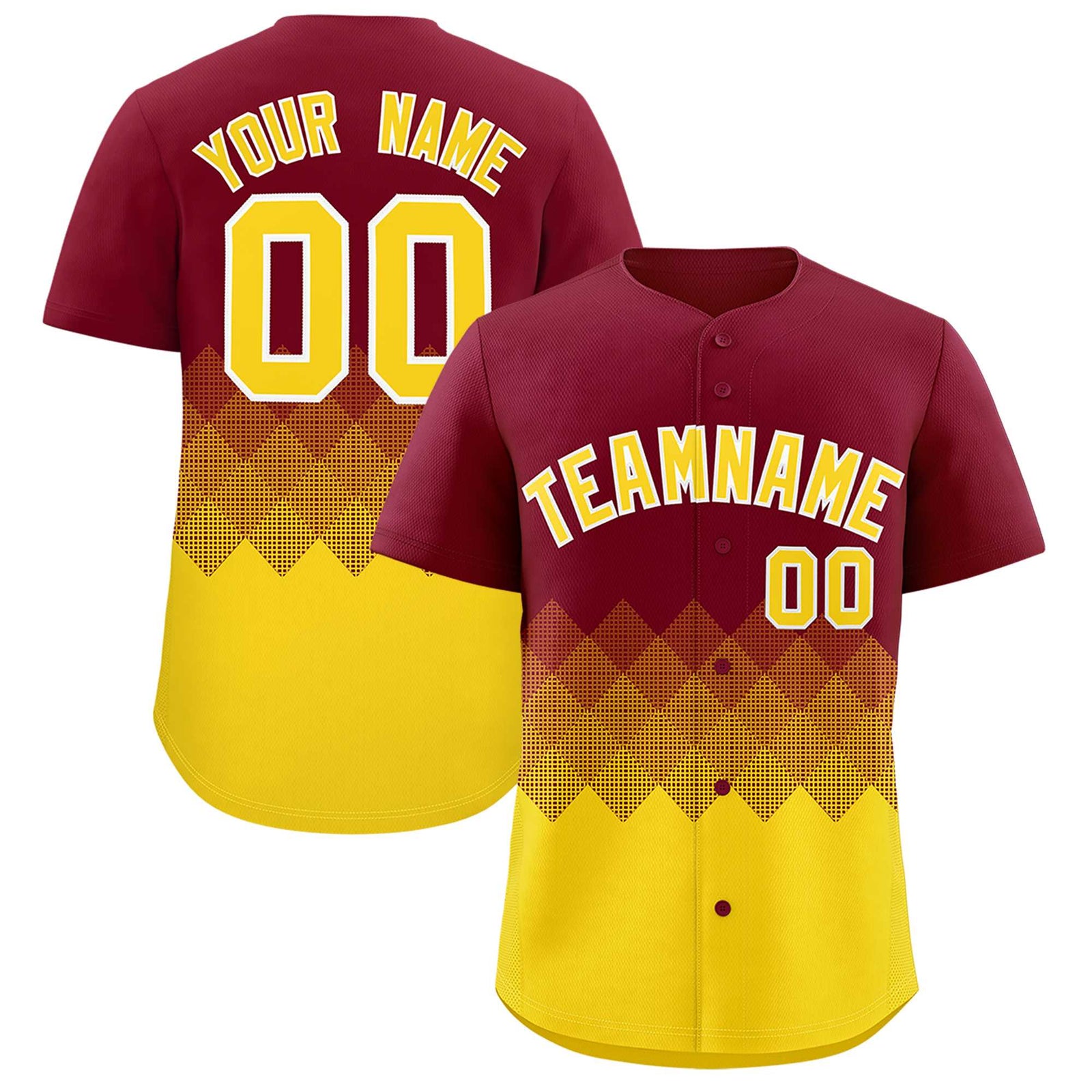 Custom Crimson Gold Grid Blur Pattern Authentic Baseball Jersey