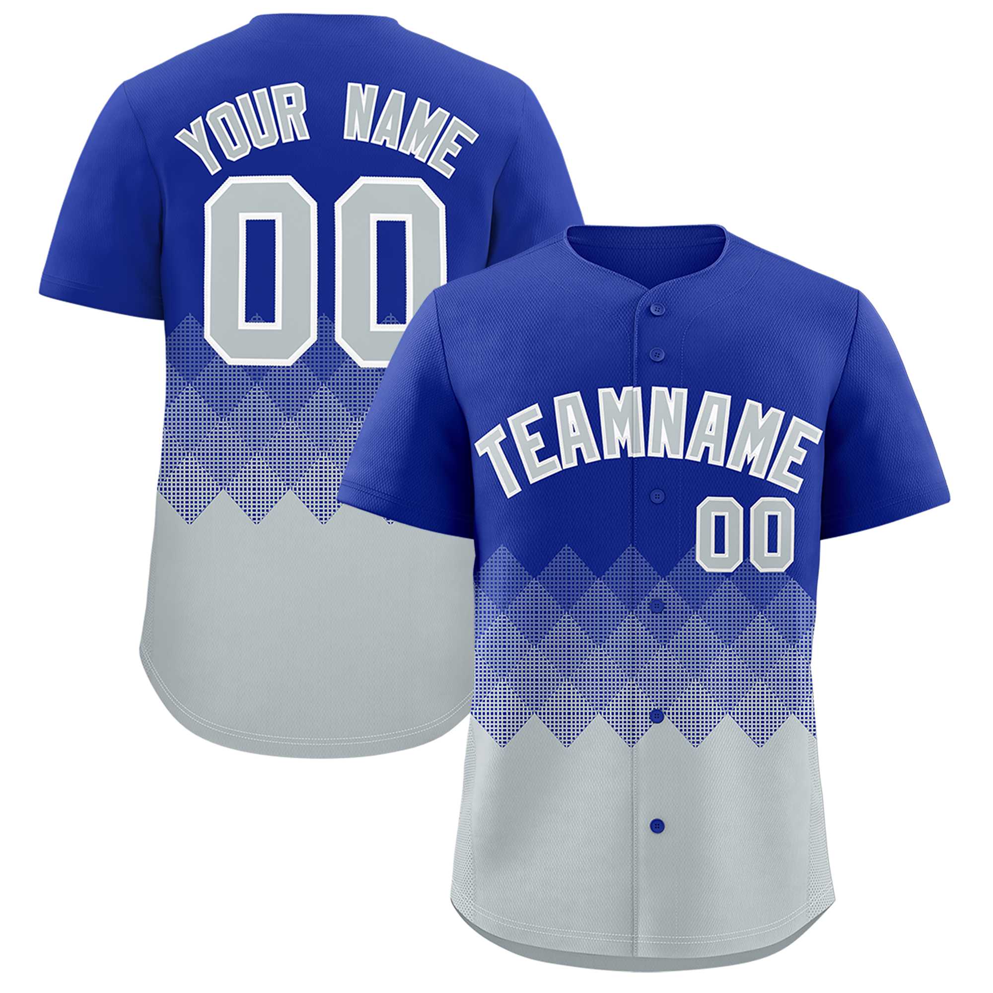 Custom Royal White Grid Blur Pattern Authentic Baseball Jersey